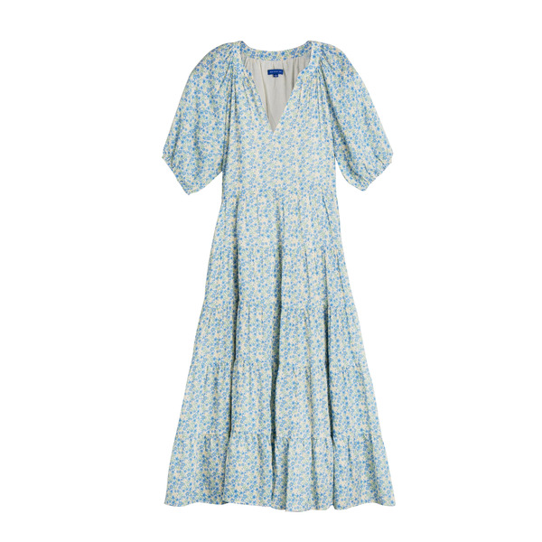 Hadley Women's Tiered Dress, Blue Brushstroke Flowers - What's New ...