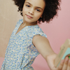 Heidi Tiered Dress, Blue Brushstroke Flowers - Dresses - 4