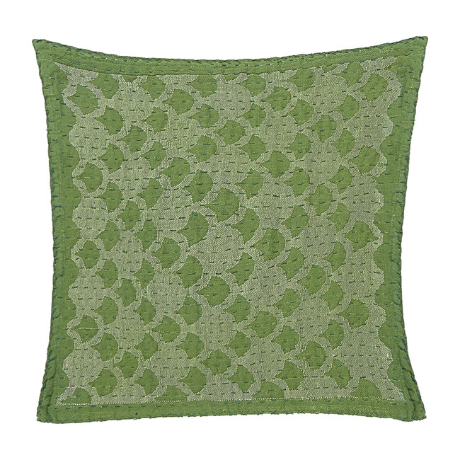 Cotton Square Pillow, Green Ginkgo