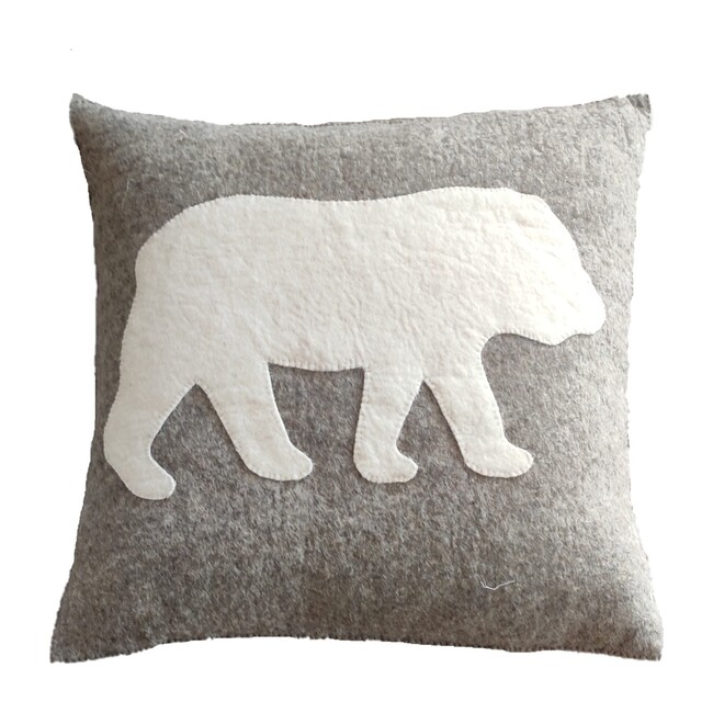 Bear Silhouette Pillow, Grey