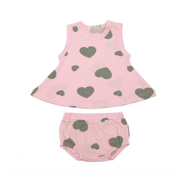 Hearts Swing Diaper Set, Light Pink
