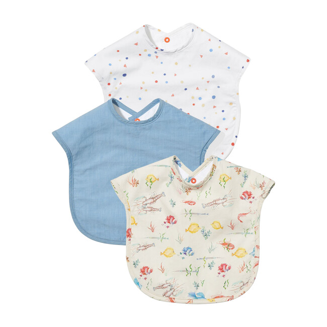 Waterproof Bib 3 Pack, Blue Fish Kiss