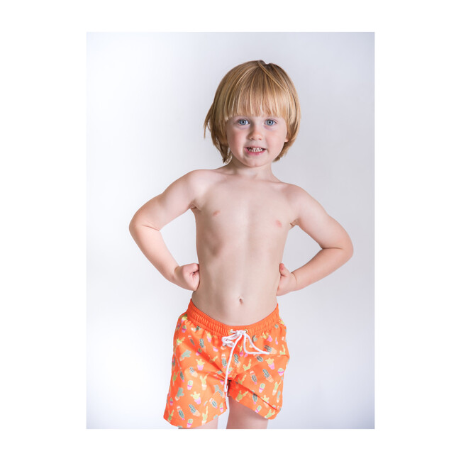Mason Swim Short, Orange with Cactus
