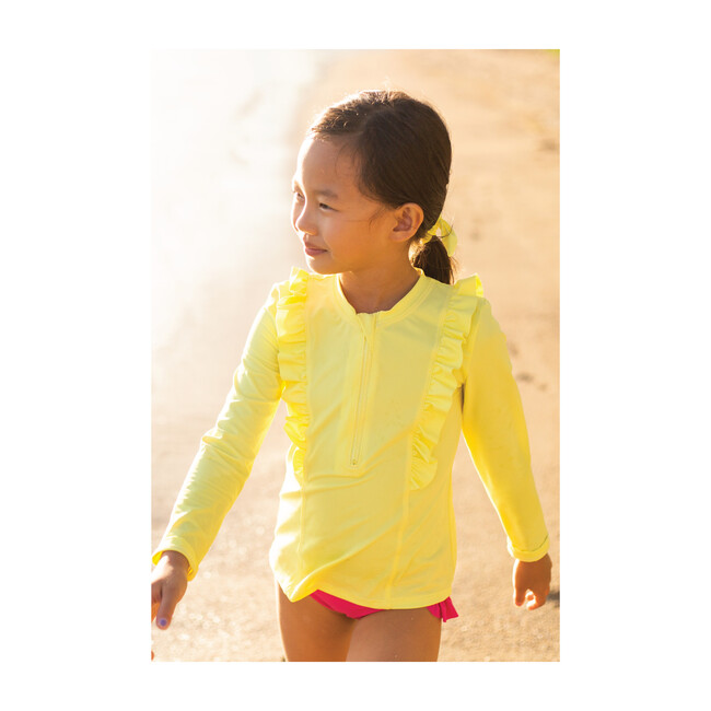 Chloe Long Sleeve Rashguard Top, Lemon Squeeze