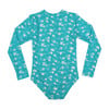 Girl's Long Sleeve Rashguard One Piece, Ocean Blossom - Rash Guards - 4