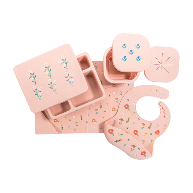 Silicone Mealtime Bundle, Wildflower Ripe Peach