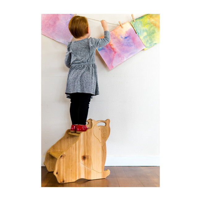 Kids Hickory Stepstool, Bear