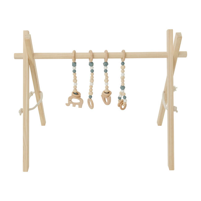Natural Wood Gym with Gray Toys