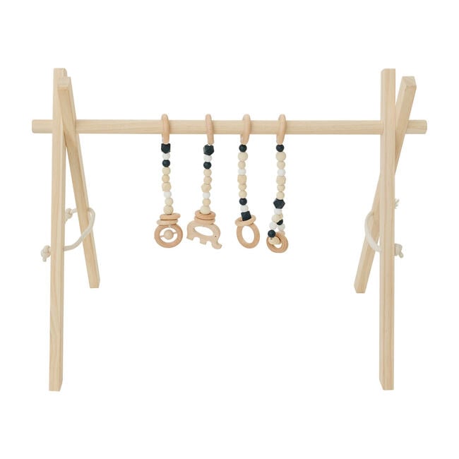 Natural Wood Gym with Black Toys