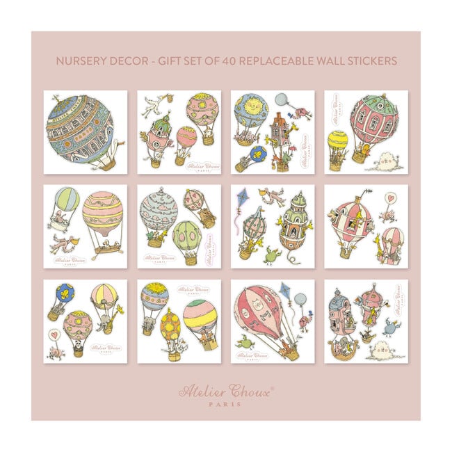 Set of 40 Removable Wall Stickers, Hot Air Balloons - Wall Décor - 1