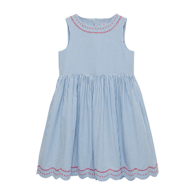 Molly Dress, Blue Stripe - Kids Girl Clothing Dresses - Maisonette