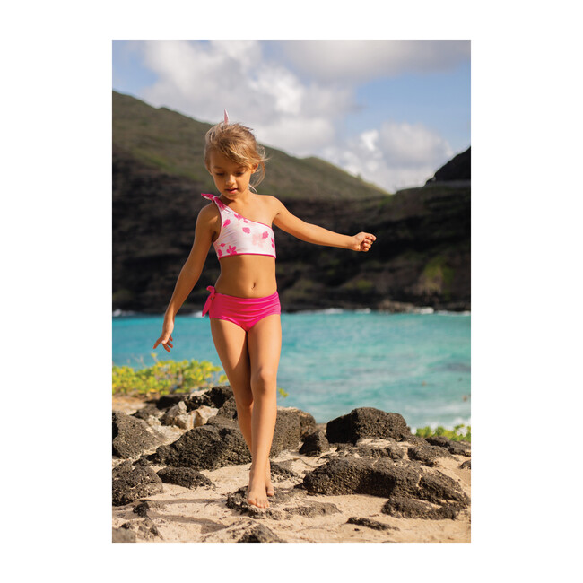 Isla Reversible Two Piece, Dragon Fruit + Pink Plumerias