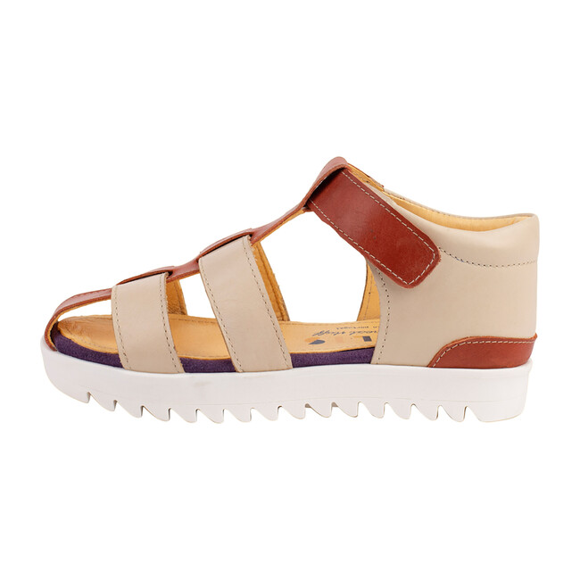 Cream & Coral Velcro Strap Sandal