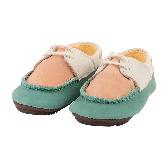 Aqua & Peach Boat Shoe