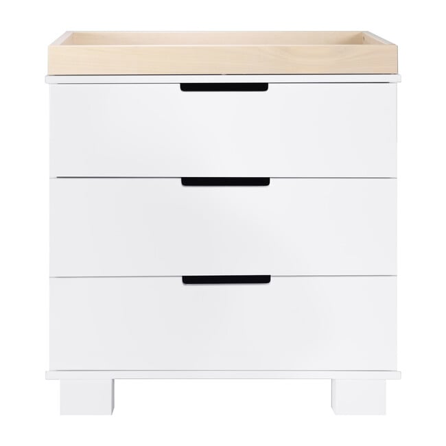 Modo 3-Drawer Changer Dresser with Removable Changing Tray, White/Washed Natural