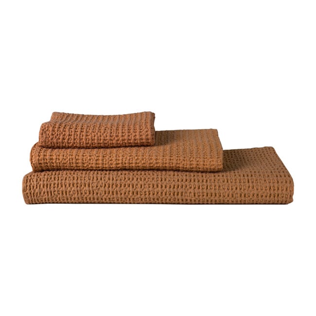 Set of 2 Simple Waffle Washcloths, Terracotta