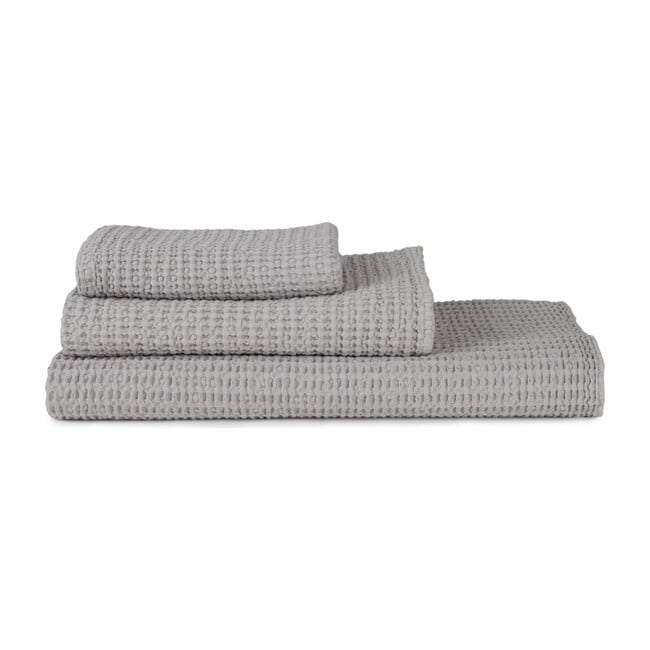 Set of 2 Simple Waffle Washcloths, Light Grey - Towels - 1