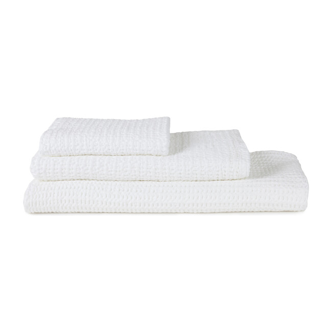 Set of 2 Simple Waffle Washcloths, White - Towels - 1