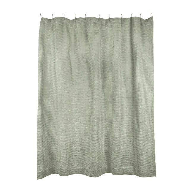 Simple Waffle Shower Curtain, Sage - Tubs - 1