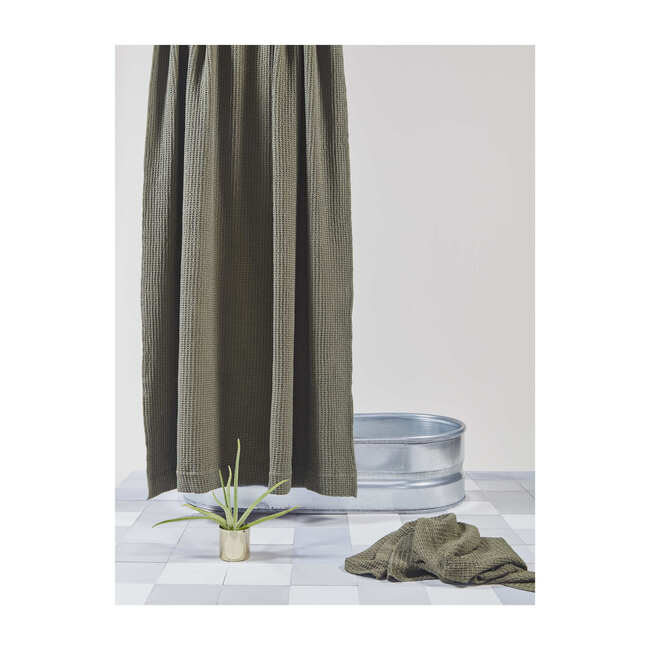 Simple Waffle Shower Curtain, Olive