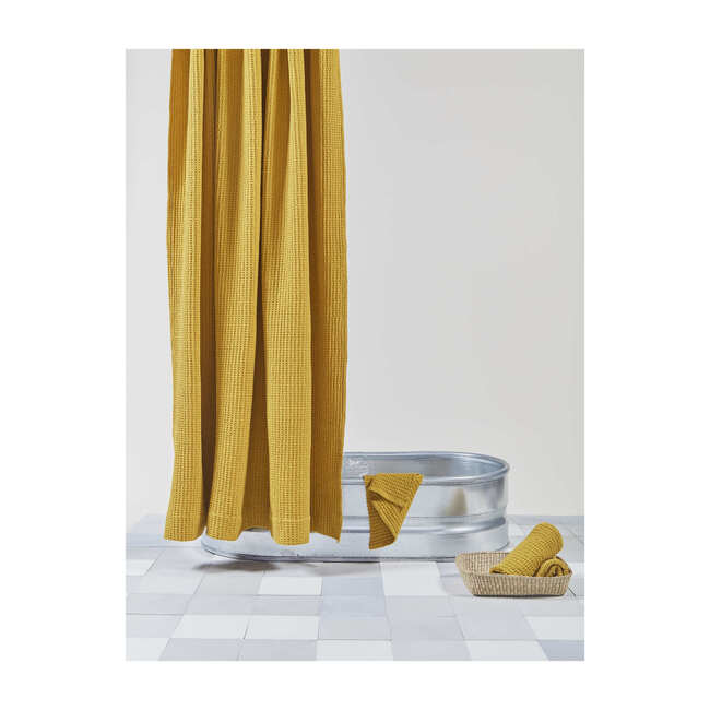 Simple Waffle Shower Curtain, Mustard