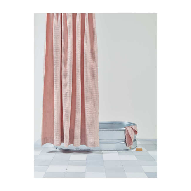 Simple Waffle Shower Curtain, Blush