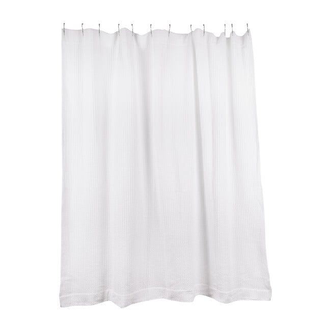 Simple Waffle Shower Curtain, White - Tubs - 1