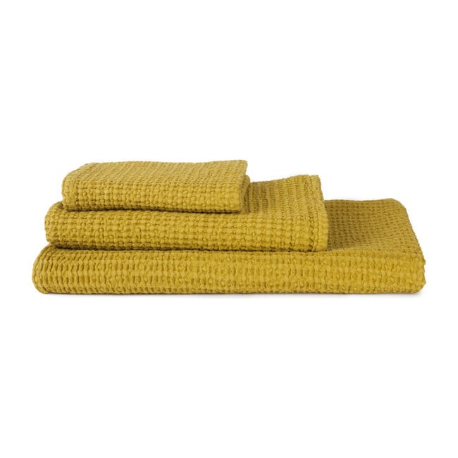 Simple Waffle Hand Towel, Mustard - Towels - 1