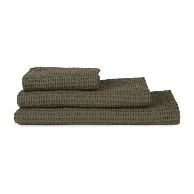 Simple Waffle Hand Towel, Olive