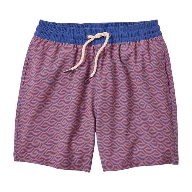Kids' Bayberry Swim Trunk, Red Waves