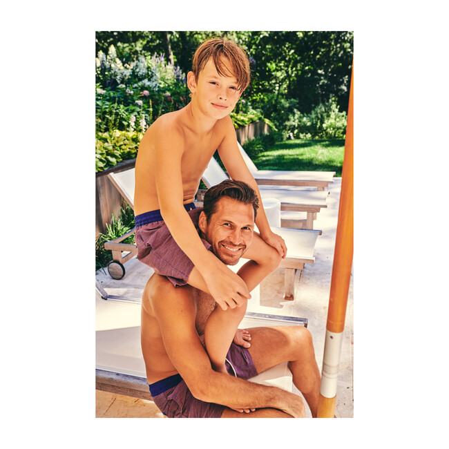 Kids' Bayberry Swim Trunk, Red Waves