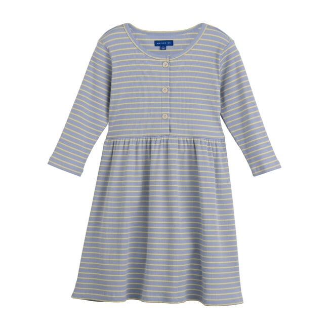 Miya Ribbed Dress, Blue & Yellow Stripe - Dresses - 1
