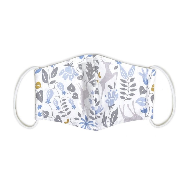 Kids Organic Cotton Face Mask, Blue Deers