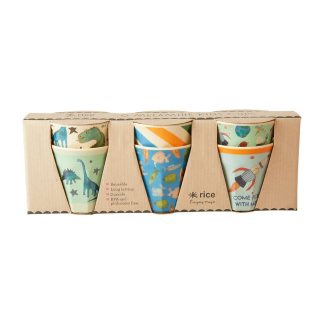 Gift Set of 6 Small Melamine Kids Cups, Dino - Tableware - 1