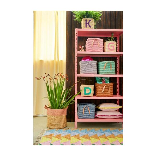 Raffia Square Basket, Dots