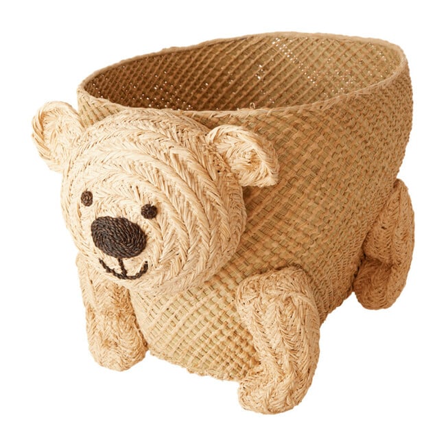 Bear Seagrass and Raffia Storage Basket, Natural