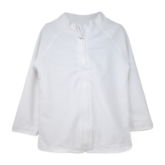 UPF 50 Zip Front Swim Jacket, White - Rash Guards - 1