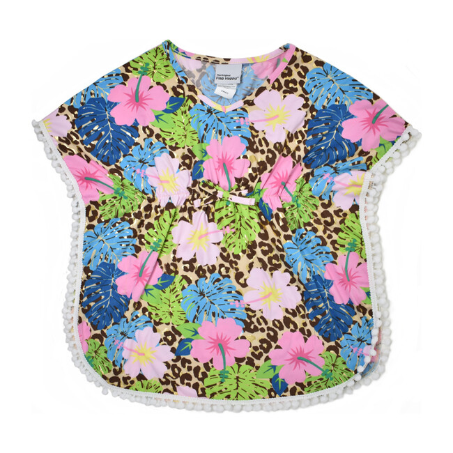 UPF 50 Kaia Beach Swim Cover-Up, Cheetah Blooms - Cover-Ups - 1