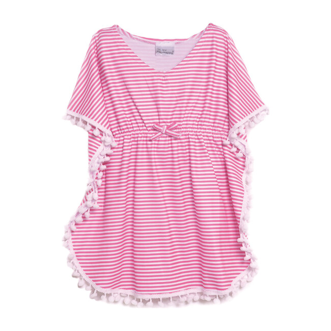 UPF 50 Kaia Beach Swim Cover-Up, Preppy Pink Stripe - Cover-Ups - 1