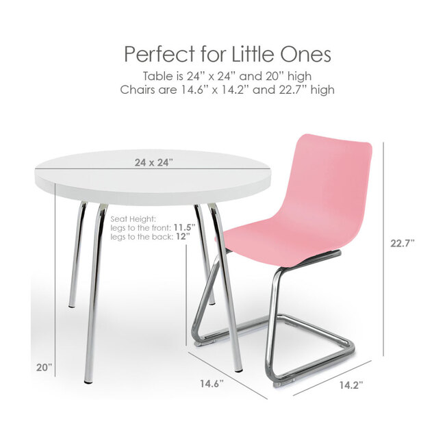 Modern Kids Round Table and Chairs, Pink - Kids Seating - 6