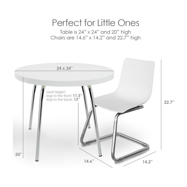 Modern Kids Round Table and Chairs, White - Kids Seating - 6