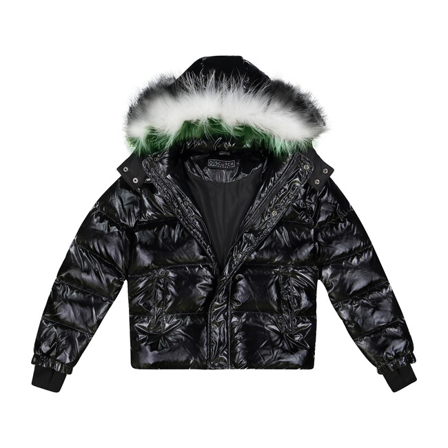 The Padron, Black Shiny with Green and White Fur - Jackets - 1
