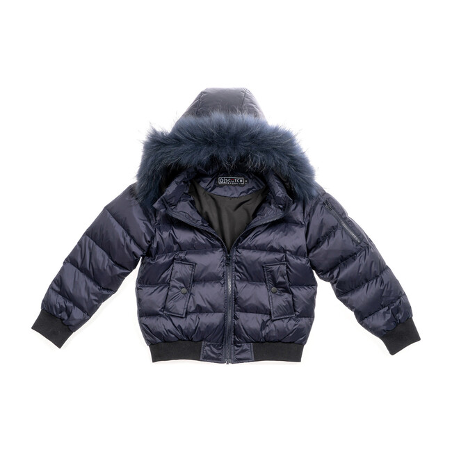 Tenessee Teardrop, Navy Fur & Wool Back - Puffers & Down Jackets - 1