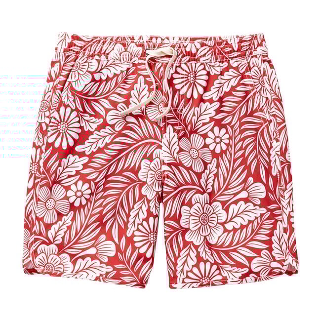 Kid's Anchor Swim Trunk, Red Hawaiian