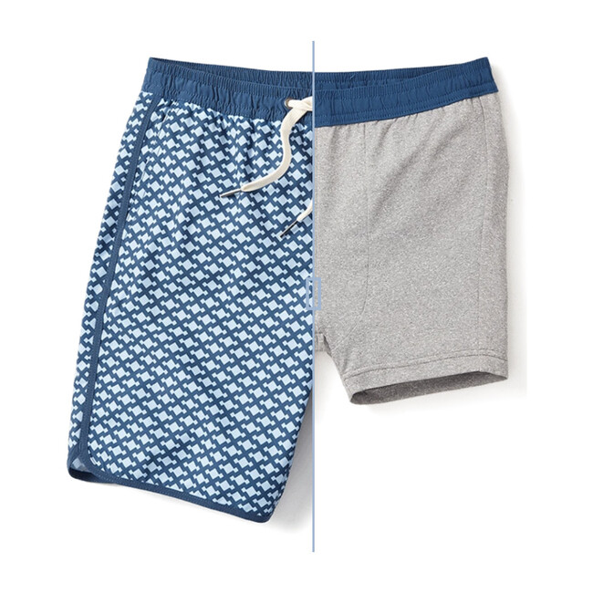 Kid's Anchor Swim Trunk, Red Hawaiian