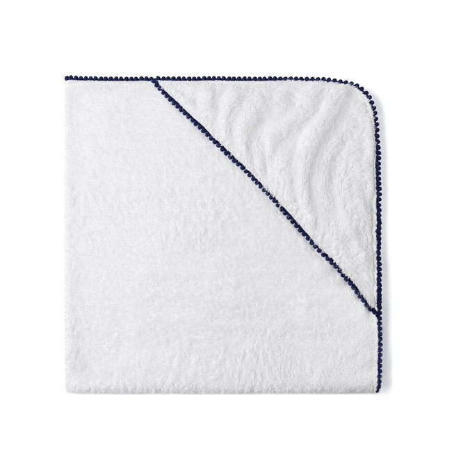 Bamboo Pom Pom Towel, Navy