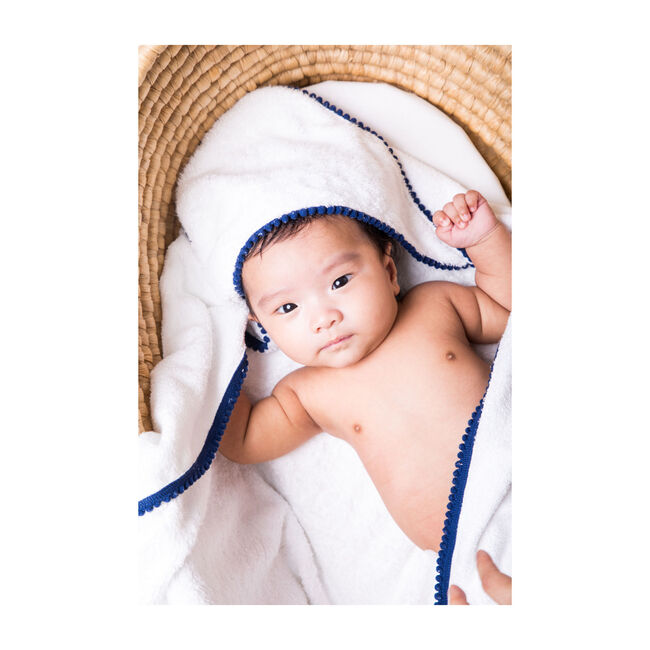 Bamboo Pom Pom Towel, Navy