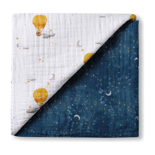 Organic Muslin Four-Layer Reversible Snug Blanket, Mystical Night - Blankets - 1