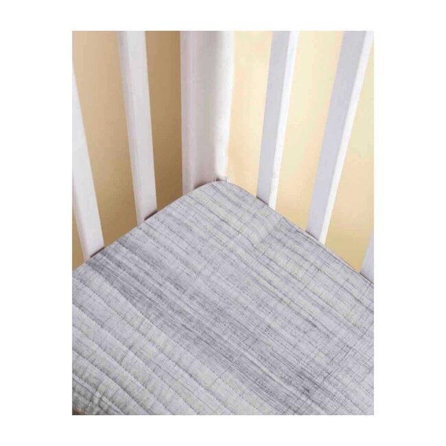 Brush-Stroked Cotton Fitted Crib Sheet, Grey Brush Stroke - Crib Sheets - 1