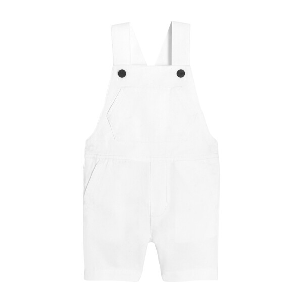 Toddler Short Overalls, White Jacadi Rompers